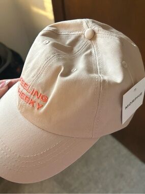 Morphe Beige Baseball Cap with Coral Embroidery